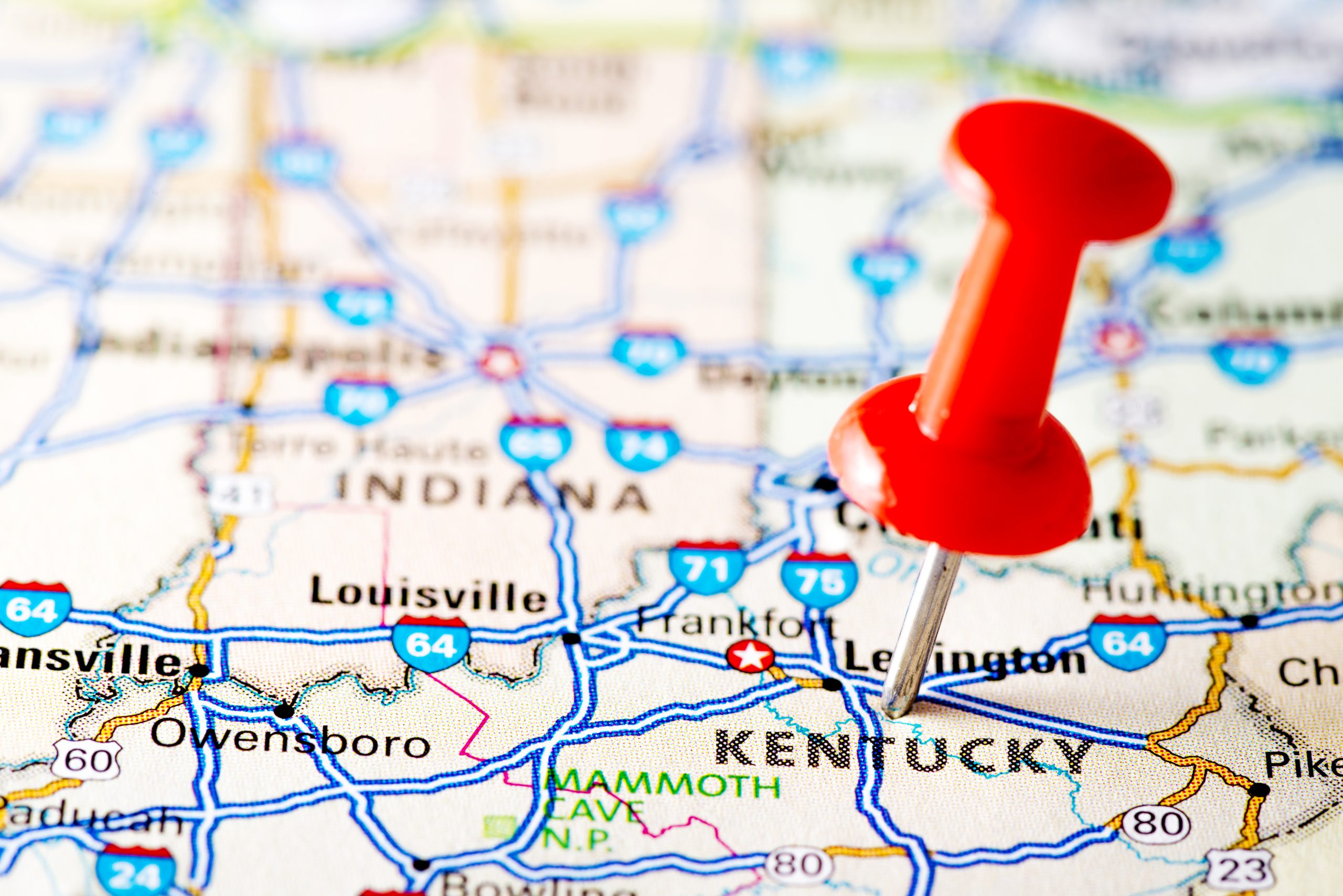 USA states on map: Kentucky