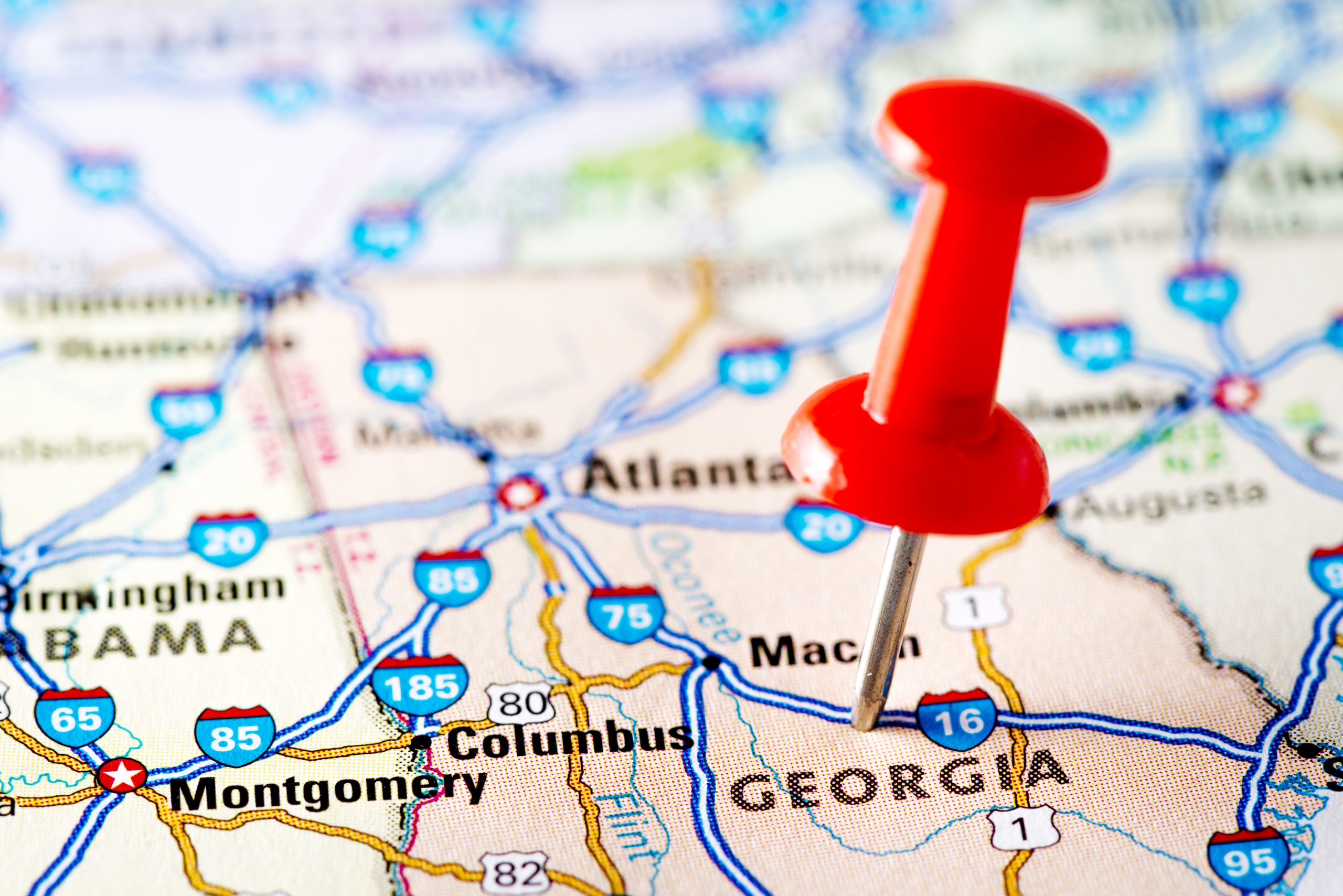 Georgia pinned on a map