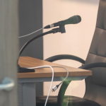 Quiet Office Space with Chair and Microphone